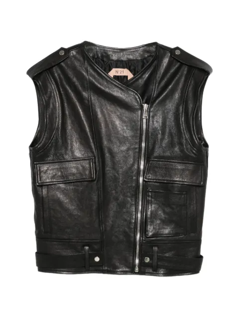 Nº21 biker-style leather gilet Black 26IN2M0ZO3169709000