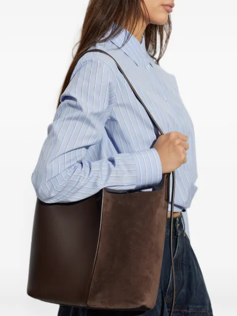 LOEWE medium Bilbao bucket in soft calfskin and suede Brown A418WRPX01