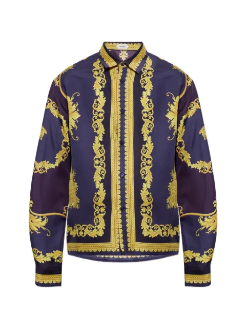 Versace Barocco-print silk shirt Blue 10245201A19254