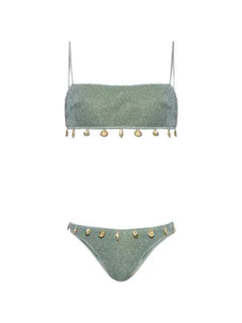 Oséree shell-charm metallic bikini Green CFF268LUREX