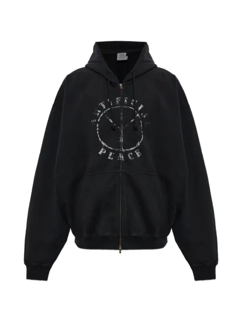VETEMENTS graphic-print zip-up hoodie Black MH27ZU190B0