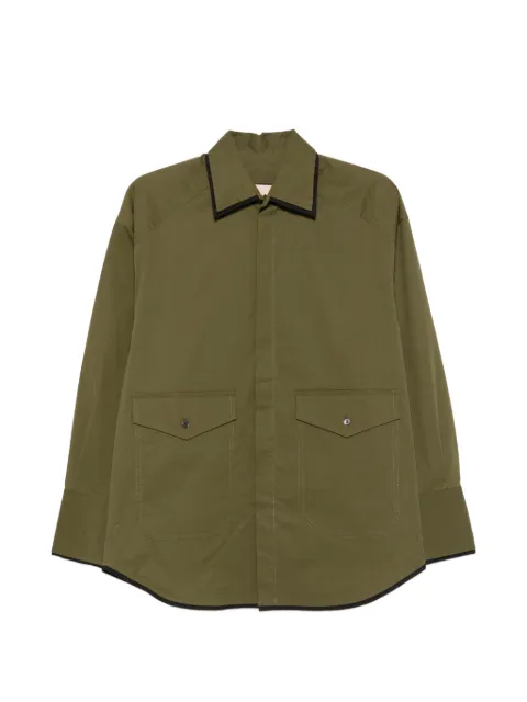 Plan C contrast-trim flap-pocket shirt Green CMCAH64KG0TC12500V51