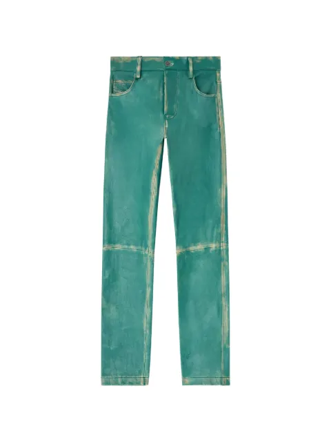 Diesel pants in treated leather Green A257340SJCN