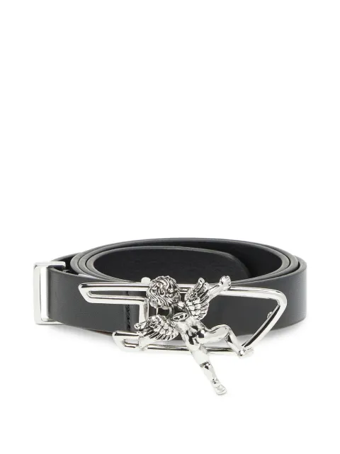 Diesel 2cm leather belt with cherub D-outline buckle Black X10968P9502