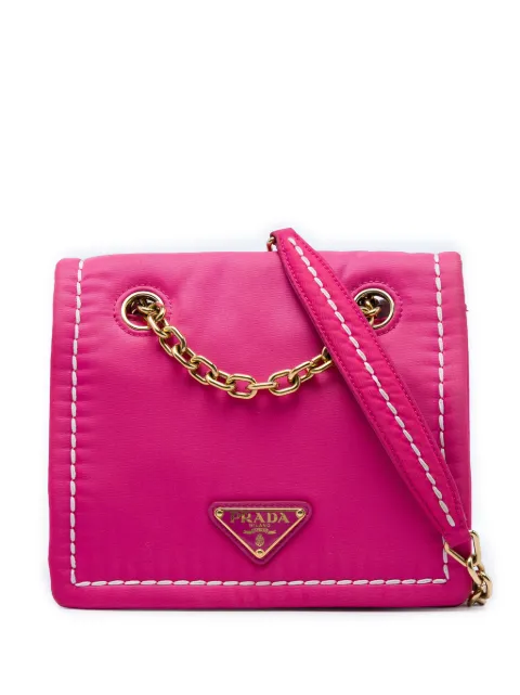 Prada Pre-Owned 2013-2026 Small Tessuto Chain Flap crossbody bag Pink QMKTK54RSUDQROJ7