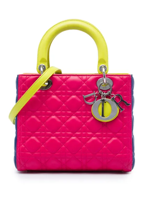 Christian Dior Pre-Owned 2013 Medium Tricolor Lambskin Cannage Lady Dior satchel Pink S5BAUUYGYMN1LD7K