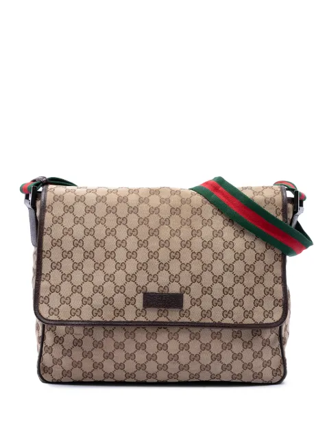 Gucci Pre-Owned 2016-2026 GG Canvas Web Flap Messenger Bag crossbody bag Neutrals LTC3N54PLY6S6U9J