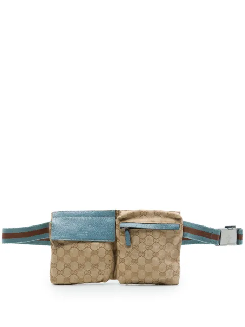 Gucci Pre-Owned 2000-2015 GG Canvas Web Double Pocket belt bag Neutrals QO9HL6KW0MHJFSDM