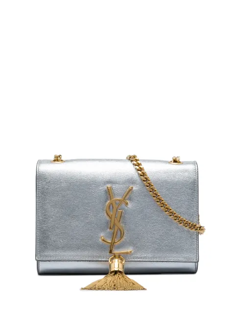 Saint Laurent Pre-Owned 2014 Small Metallic Calfskin Monogram Kate Tassel crossbody bag Silver ONYRCA7UCIHBKHPN