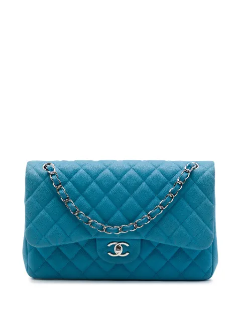 CHANEL Pre-Owned 2013-2014 Jumbo Classic Caviar Double Flap shoulder bag Blue O0VG68DAUYNXUHQ8