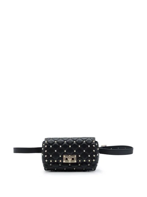 Valentino Garavani Pre-Owned 2000-2017 Lambskin Rockstud Spike belt bag Black I37QLUMEU7DCA892