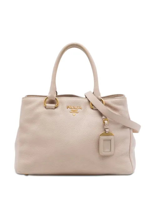 Prada Pre-Owned 2010-2026 Vitello Phenix Open Convertible Tote satchel Brown N49A2XT3NQOCL891