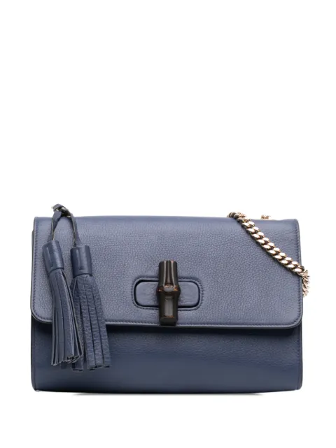 Gucci Pre-Owned 2000-2015 Medium Leather Miss Bamboo crossbody bag Blue J8JIACWXGAJWYVSM