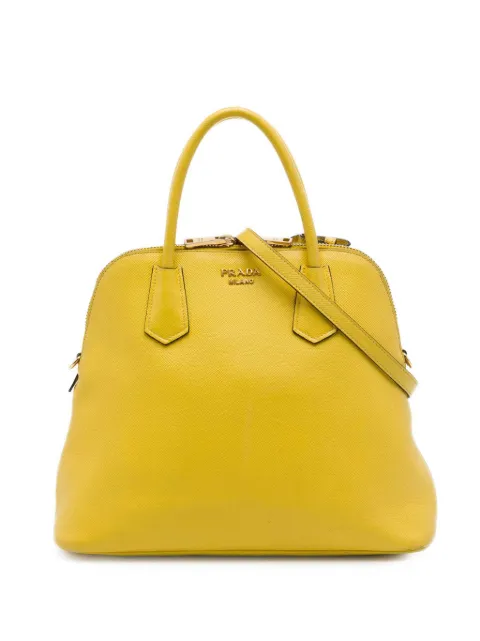 Prada Pre-Owned 2010-2026 Large Saffiano Cuir Dome satchel Yellow ICL90XQE4QW2J4A9