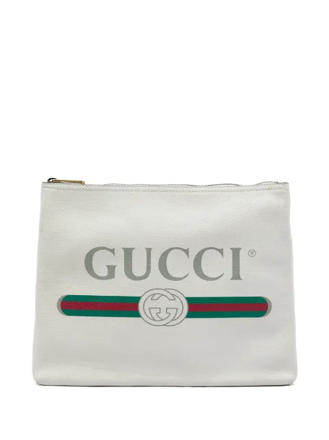 Gucci Pre-Owned 2016-2026 Medium Calfskin Logo Portfolio clutch bag White GH7210X0X2ZM9YPJ