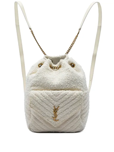 Saint Laurent Pre-Owned 2021 Chevron Tweed Monogram Joe backpack White GSUEG15042U5FZU2