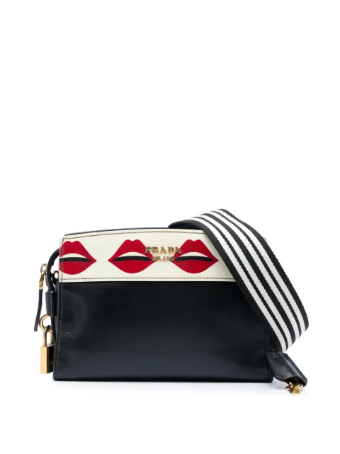 Prada Pre-Owned 2000-2013 City Calf and Saffiano Lip Print Esplanade crossbody bag Black H9NK09BHVH0FSM5E