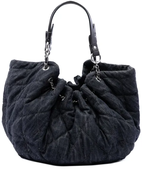 CHANEL Pre-Owned 2008-2009 Large Quilted Denim Stretch Spirit Cabas tote bag Blue 6764FH6MANMRXAV8