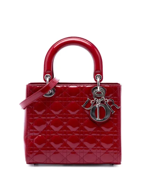 Christian Dior Pre-Owned 2013 Medium Patent Cannage Lady Dior satchel Red F4W2IGNRFKMZWGUY