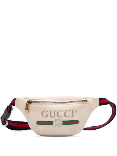 Gucci Pre-Owned 2000-2015 Small Grained Calfskin Logo belt bag White DDM78Y0Y6N2MLINS
