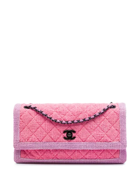 CHANEL Pre-Owned 2015-2016 CC Quilted Tweed Accordion Flap shoulder bag Pink COFHMQFVLRF7UU4L