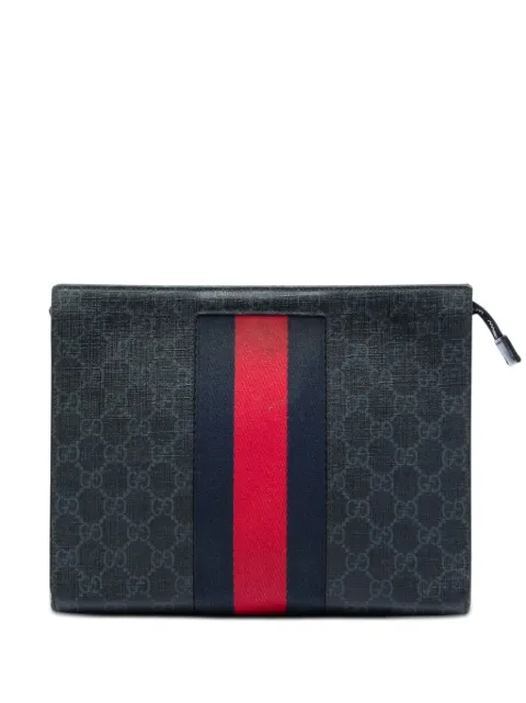 Gucci Pre-Owned 2000-2015 GG Supreme Web clutch bag Black 8UXM1FI4J35LGRF7