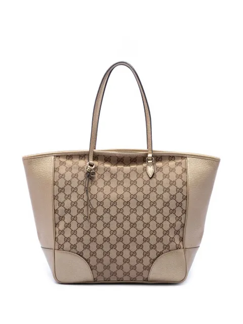 Gucci Pre-Owned 2016-2026 GG Canvas and Metallic Calfskin Bree tote bag Neutrals CFXELNW4MUGWANM8