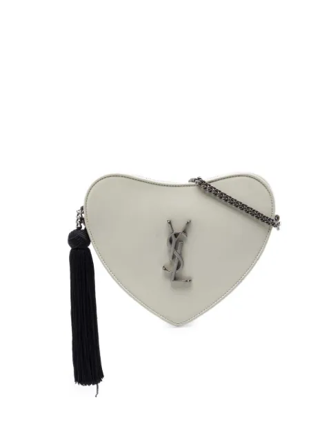 Saint Laurent Pre-Owned 2018 Smooth Calfskin Sac Coeur Heart Tassel crossbody bag White 6FPCT12CCPINIBE2