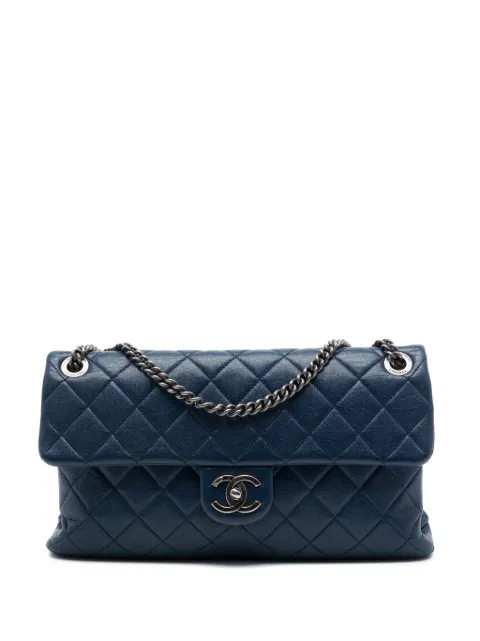 CHANEL Pre-Owned 2014-2015 Large Quilted Shiny Sheepskin Burgundy Rocks Flap shoulder bag Blue 5JMQCZ250AOC3HJ9