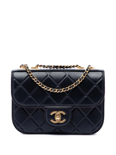 CHANEL Pre-Owned 2015-2016 CC Embossed Quilt Calfskin Single Flap crossbody bag Black 3F6UQVLRRCUEKYF0