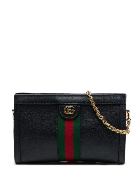 Gucci Pre-Owned 2016-2026 Small Calfskin Web Ophidia Chain crossbody bag Black XY9WH2D9BWBA0GE8