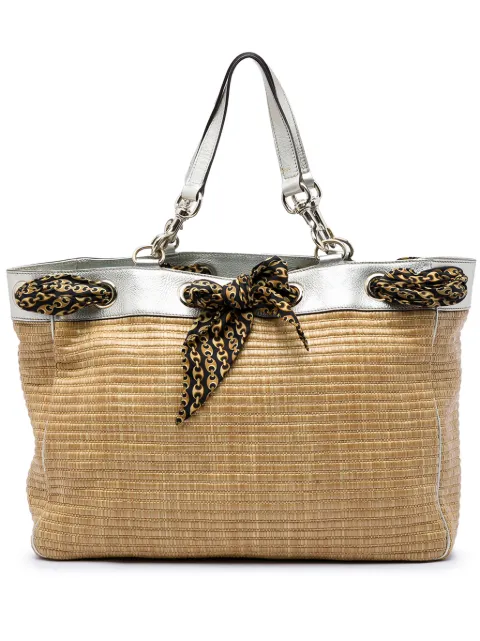 Gucci Pre-Owned 2016-2026 Large Straw Positano Scarf tote bag Neutrals VYZUUMA32ITJ0FX1