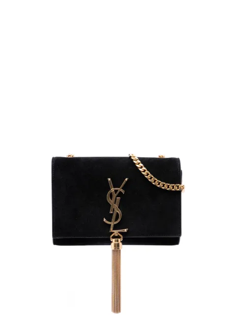 Saint Laurent Pre-Owned 2014 Small Velvet Monogram Kate Tassel crossbody bag Black 33325HODURD084BQ