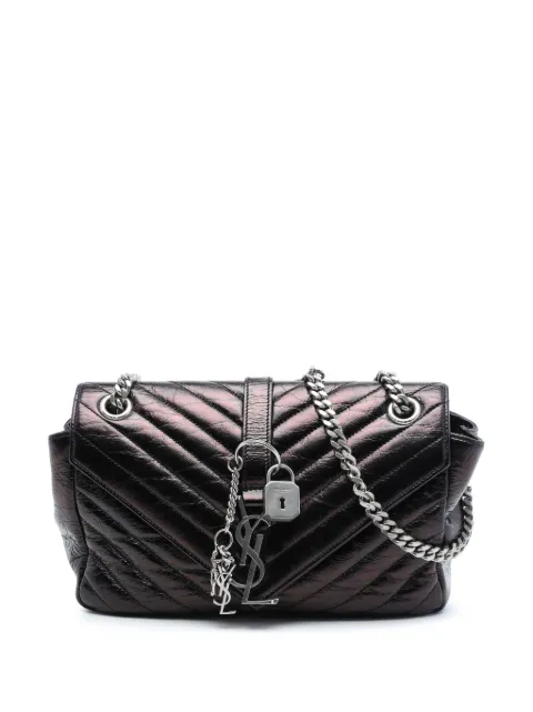 Saint Laurent Pre-Owned 2015 Medium Chevron Metallic Crinkled Calfskin Punk Chain Bag shoulder bag Black 30K18H3ZJN8WFV8Z
