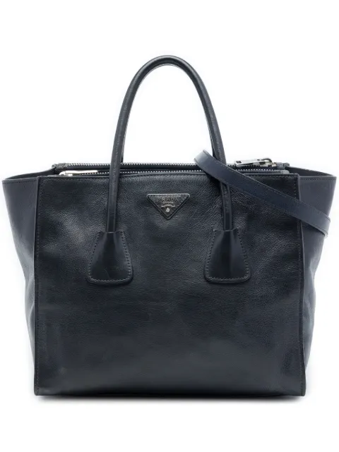 Prada Pre-Owned 2013-2026 Glace Calf Twin Pocket Double Handle satchel Black 8TMWJU1XRYBTX9WR