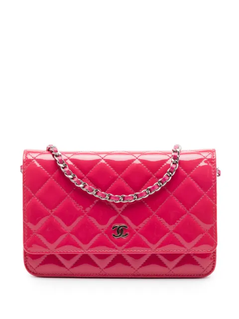 CHANEL Pre-Owned 2014 CC Quilted Patent Wallet on Chain crossbody bag Pink 6EU5F7GO938B8ZQK