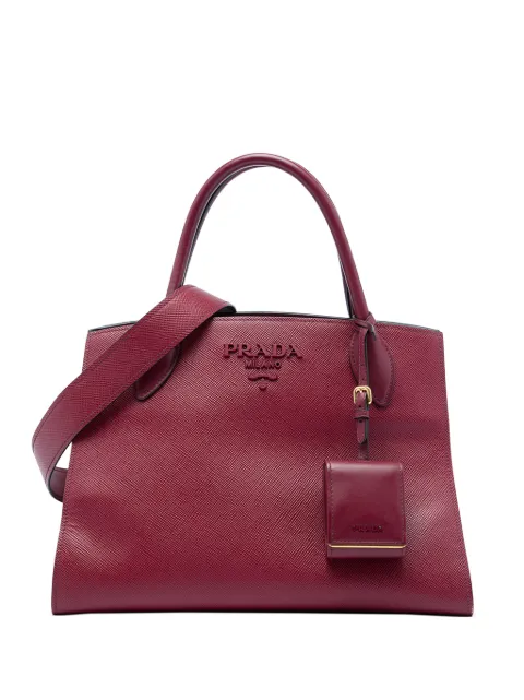 Prada Pre-Owned 2010-2026 Medium Saffiano Cuir Monochrome Top Handle Tote satchel Red VNTUL1EADCQZ1L15