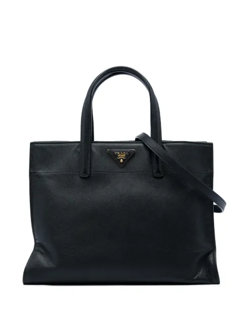 Prada Pre-Owned 2010-2026 Saffiano Soft Triple Pocket Tote satchel Black XDFXOIBZHGB0OLW6