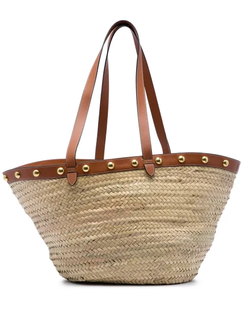 Celine Pre-Owned 2019 Large Raffia Classic Studded Panier tote bag Neutrals U56Q4LJB6RPMPCAW