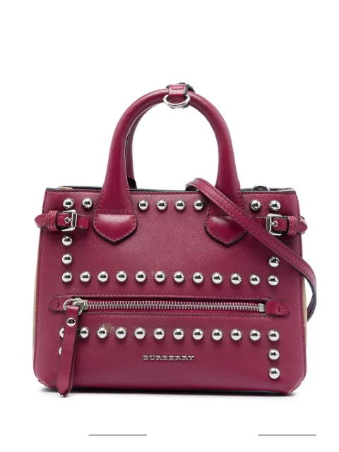 Burberry Pre-Owned 2000-2017 Baby Studded Leather and House Check Banner satchel Purple W9D4C4Q6HGOC3YZX