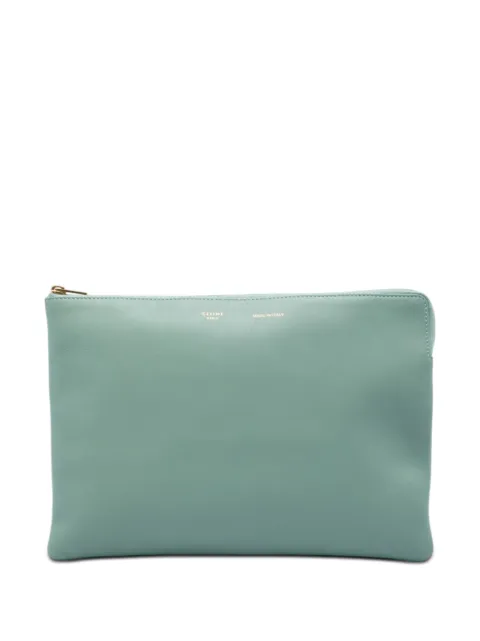 Celine Pre-Owned 2018 Lambskin Solo clutch bag Green I2PWONL80K9XMHP0