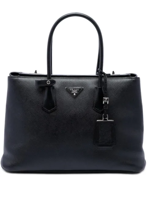 Prada Pre-Owned 2010-2026 Saffiano Cuir Turnlock Twin satchel Black F2HJCUXXXQXM2USL