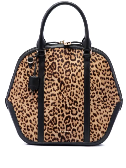 Burberry Pre-Owned 2000-2017 Large Pony Hair Leopard Print Orchard Bowling Bag satchel Brown EL1CNM5O2UJQLDE1