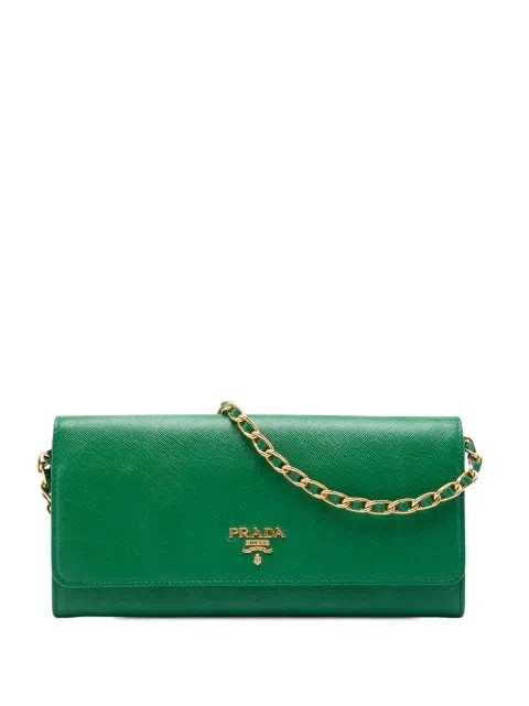 Prada Pre-Owned 2013-2026 Saffiano Lux Wallet On Chain crossbody bag Green 6L0SSWB5PKBEVYOD