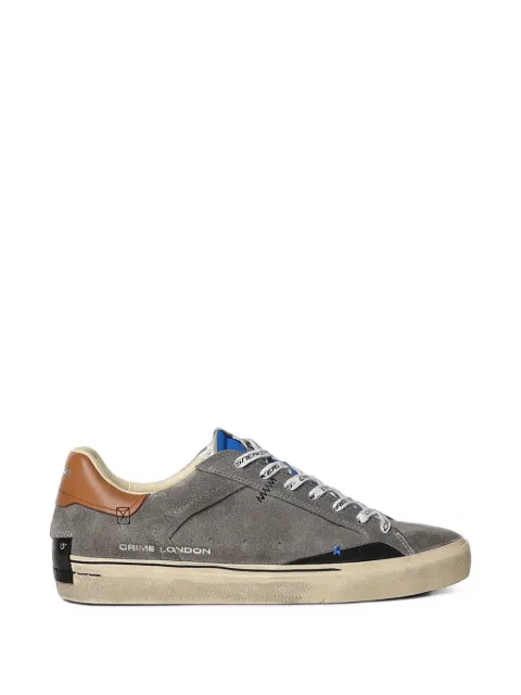 Crime London Deconstructed logo-print distressed-finish sneakers Grey 11032AA8