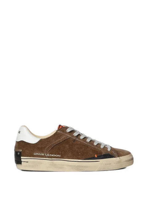 Crime London Deconstructed distressed-effect leather sneakers Brown 10072AA9