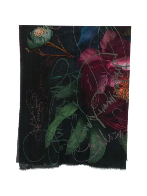 Faliero Sarti floral-print frayed-edge scarf Brown 22003570