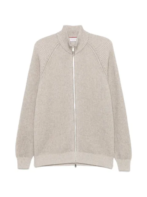 Brunello Cucinelli ribbed-knit cashmere cardigan Neutrals M22700506CUT04