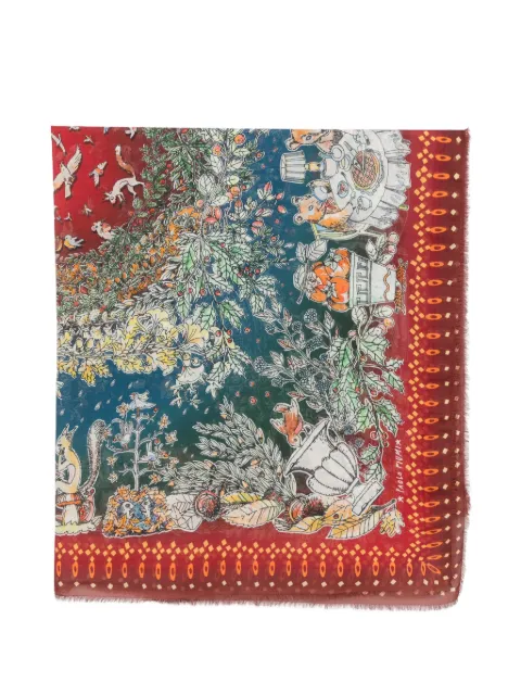 Faliero Sarti graphic-print frayed scarf Red 21984030
