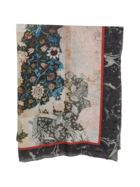 Faliero Sarti floral-print frayed scarf Brown 21283320